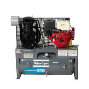 Atlas Copco CR 14 Horsepower Reciprocating Piston Air Compressor Horizontal Tank Portable Gas Kohler 30 Gallon Tank