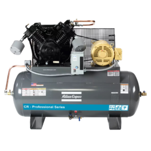 Atlas Copco CR 15 Horsepower Reciprocating Piston Air Compressor Horizontal Tank-Mounted 120 Gallon Tank